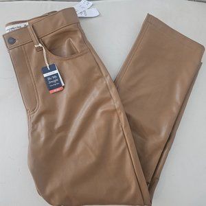 90's Straight Abercrombie and Fitch Vegan Leather Pants Brown NWT 26 Short/ 2 XS